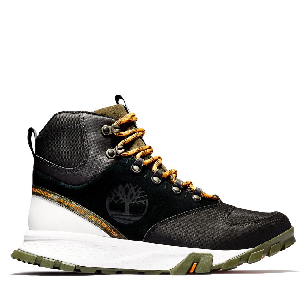 Timberland Mens Hiking Boots Garrison Trail Waterproof High - Black/Olive - India UR5270981